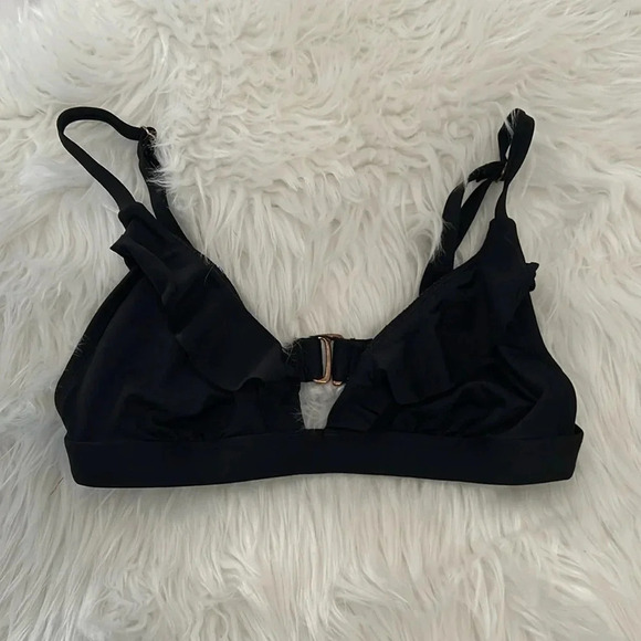 Xhilaration ruffle black bikini top size small - Picture 2 of 7